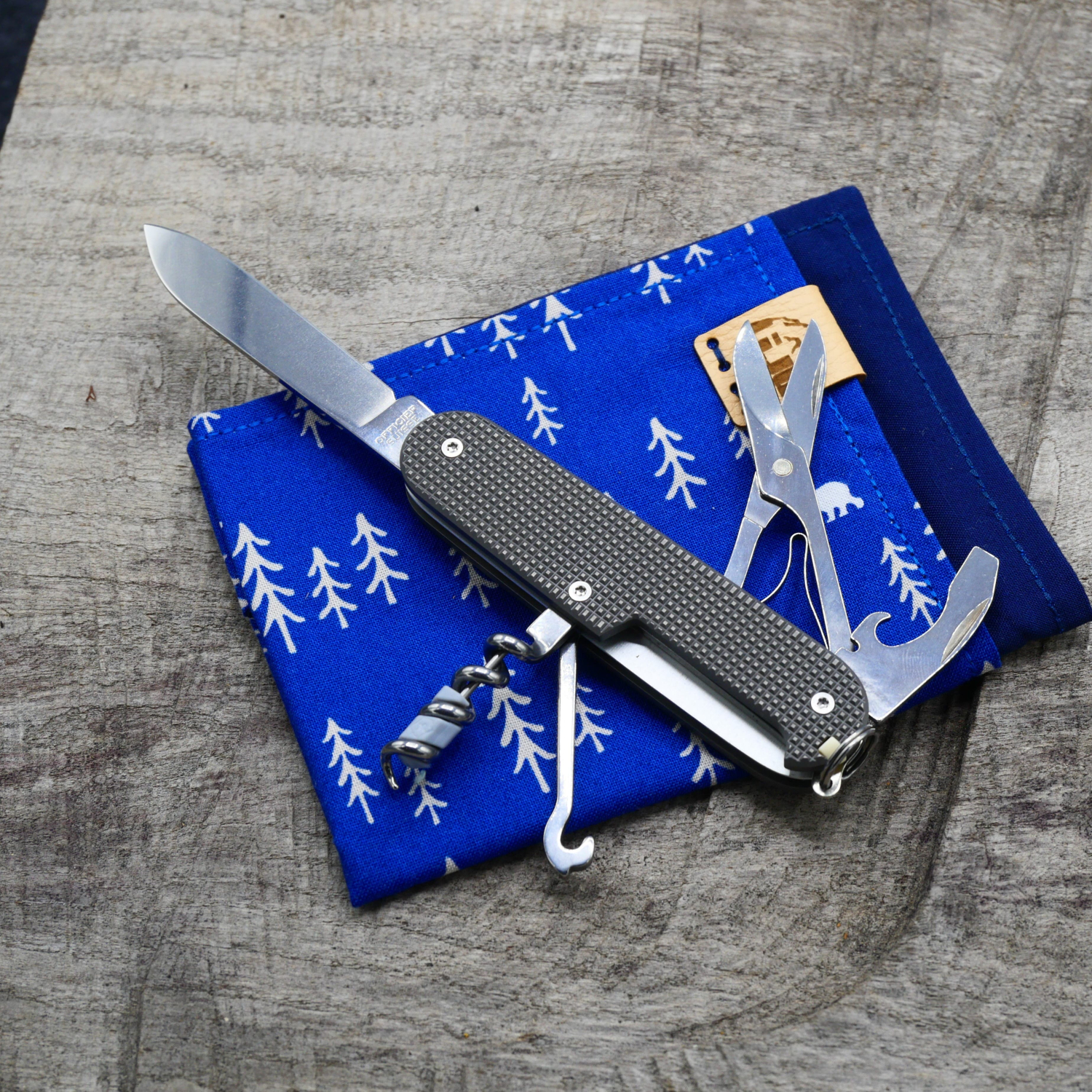 OLDCROSS - COMPACT - dark wash - fertig montiertes Taschenmesser - Titan Grade 5  (Ti 6AI 4V)  - 91mm